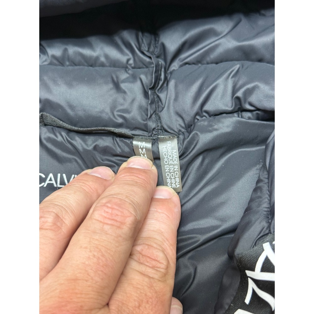 Calvin Klein Mens Puffer Jacket Black Hooded Water Resistant CMC51888 Medium - Picture 6 of 12